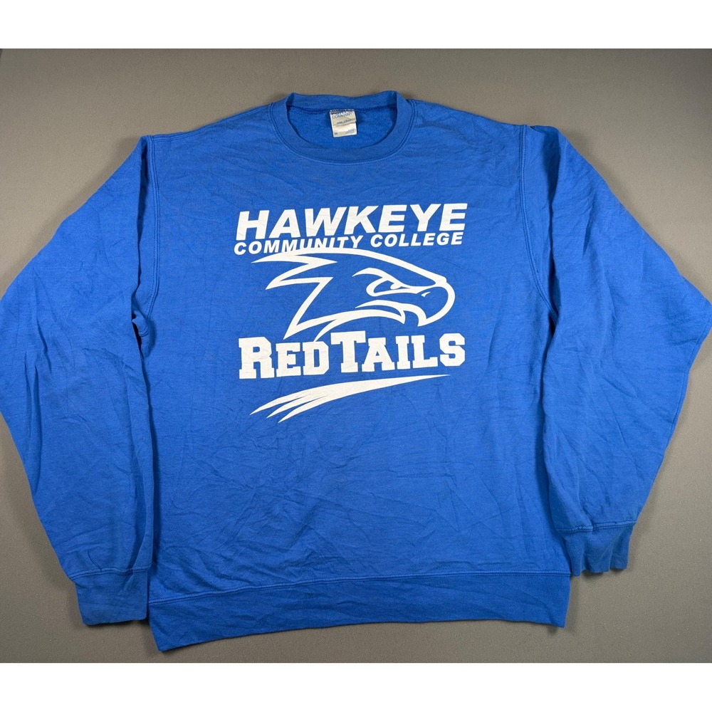 Hawkeye Community College RedTails Blue Port & Company Sweatshirt Mens Medium
